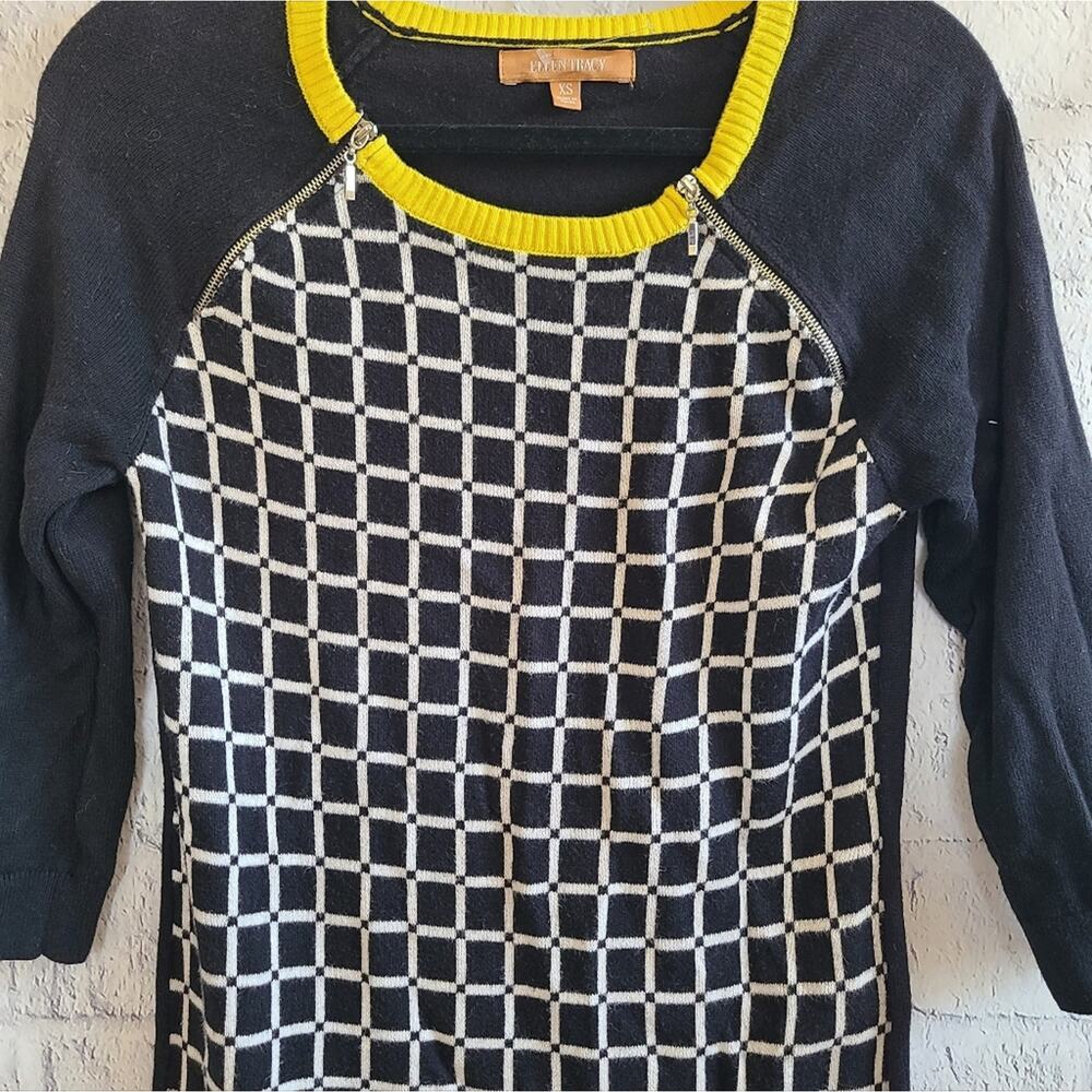 Ellen Tracy Black And White Sweater Dress XS‎ - Picture 3 of 13